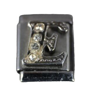 Milton Firenze "E" Gold CZ  Stainless  Elastic Stretch Chain Link Italian Charm